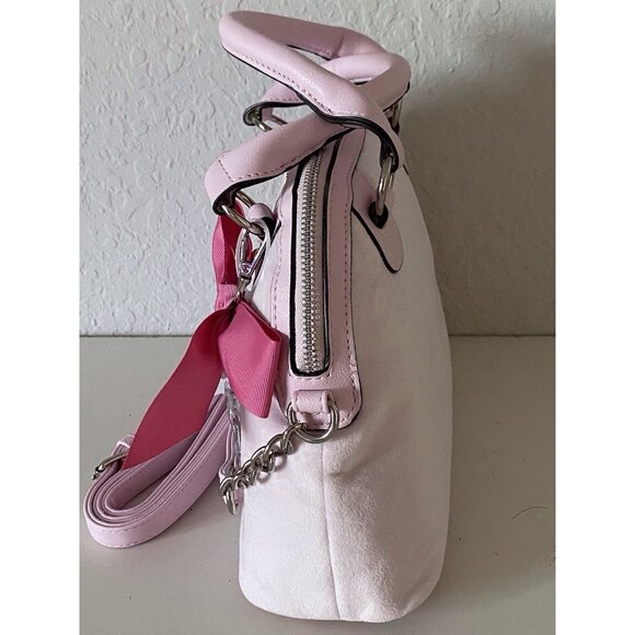 Juicy Couture Girlie Royalty Dome Satchel Crossbody Chiffon Pink Velour W/Charm - Picture 6 of 13